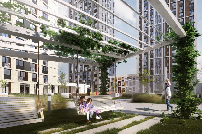 Residential complex with an underground parking garage, pre-school educational institution, and sports and recreation center. 8, Shushenskaya Street, Moscow � GC �OLIMPROEKT� Ltd.