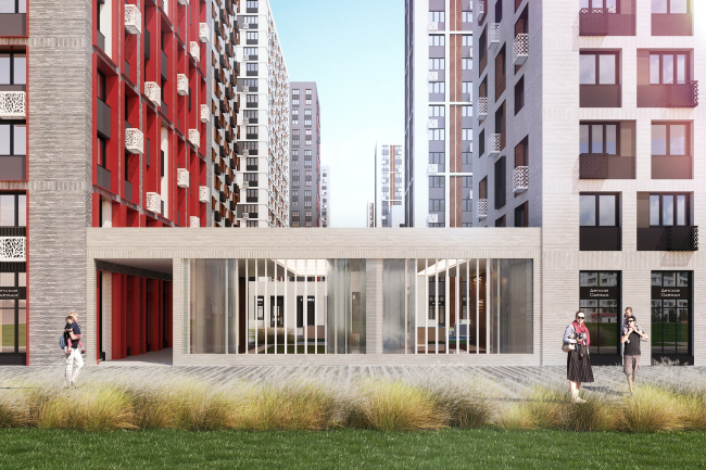 Residential complex with an underground parking garage, pre-school educational institution, and sports and recreation center. 8, Shushenskaya Street, Moscow � GC �OLIMPROEKT� Ltd.