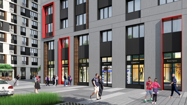 Residential complex with an underground parking garage, pre-school educational institution, and sports and recreation center. 8, Shushenskaya Street, Moscow � GC �OLIMPROEKT� Ltd.