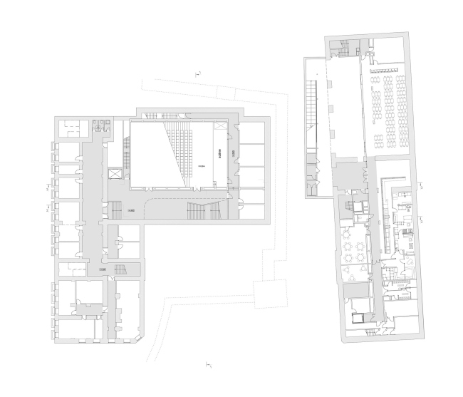 Концепция расширения французского лицея А.Дюма в Милютинском переулке. План уровня 0 © SYNCHROTECTURE совместно с Agence d′Architecture A. Bechu et Associés, СЕТЕК Инжиниринг
