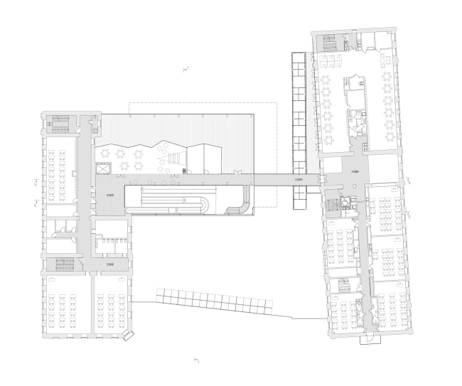 The concept of expanding the French Alexander Dumas Lyceum in the Milyutinsky Alley © SYNCHROTECTURE in collaboration with Agence d’Architecture A.Bechu and SETEC Inginiring