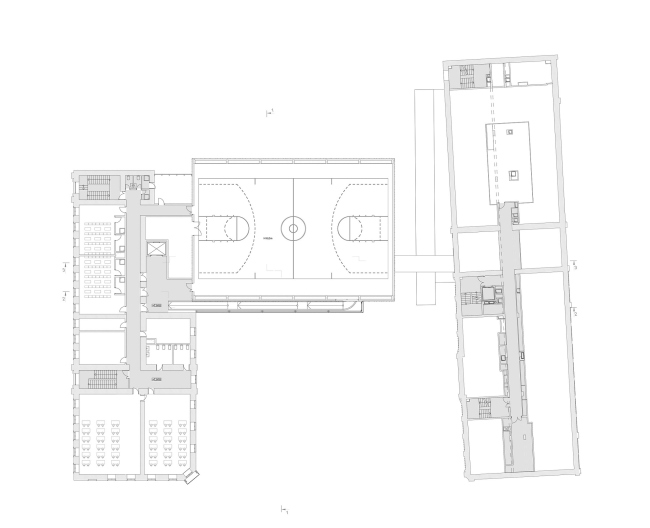 Концепция расширения французского лицея А.Дюма в Милютинском переулке. План уровня 3 © SYNCHROTECTURE совместно с Agence d&#8242;Architecture A. Bechu et Associ&#233;s, СЕТЕК Инжиниринг
