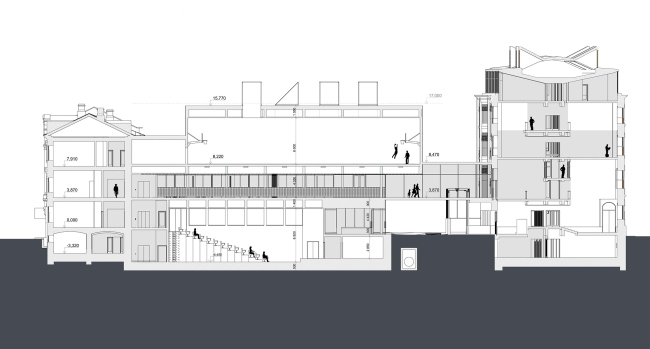 The concept of expanding the French Alexander Dumas Lyceum in the Milyutinsky Alley  SYNCHROTECTURE in collaboration with Agence dArchitecture A.Bechu and SETEC Inginiring