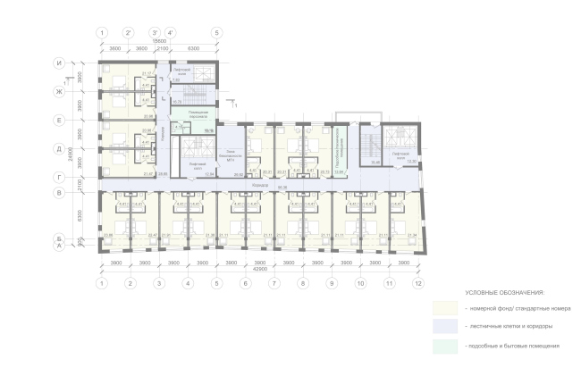 Mercure Hotel. Plan of the 3-9 floor