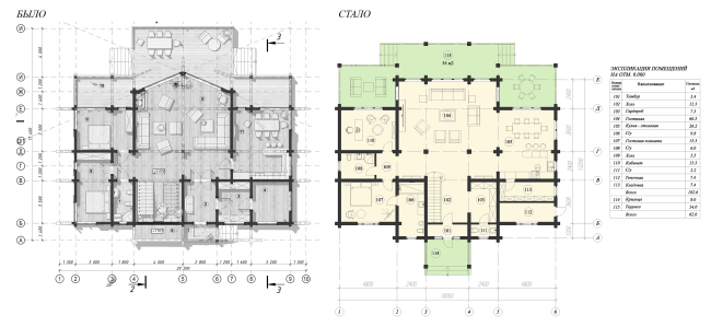 Plan of the 1st floor: before and after � ASB Carlson & K