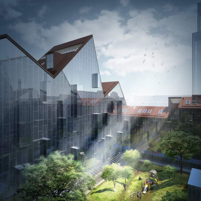 ASTRA housing complex and the reconstruction of Perm's shopping arcades of the XIX century. SYNCHROTECTURE � Provided by the architects