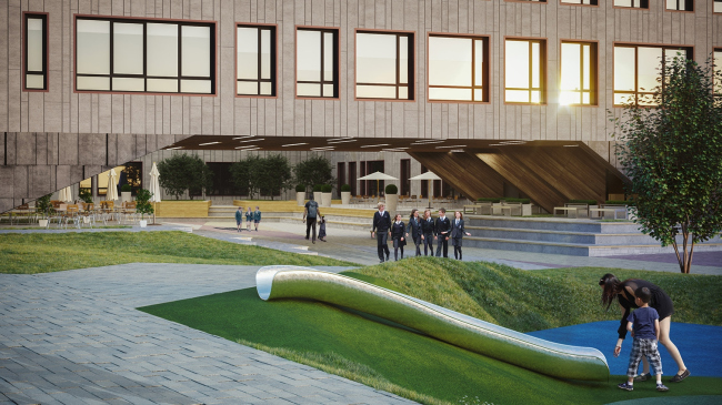 Gymnasium A+, construction, yard � Archimatika. Photograph � Alexander Angelovsky