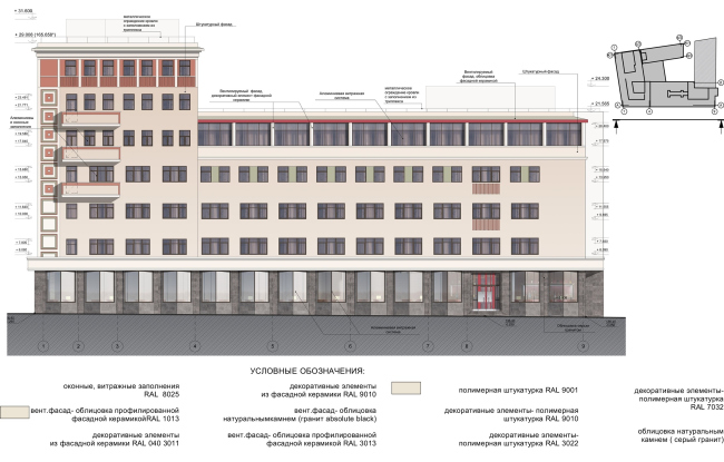 Reconstruction of the building at the Zubovskaya Square. Facade  "GRAN" architects