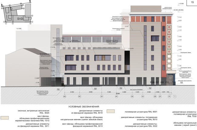 Reconstruction of the building at the Zubovskaya Square. Facade  "GRAN" architects