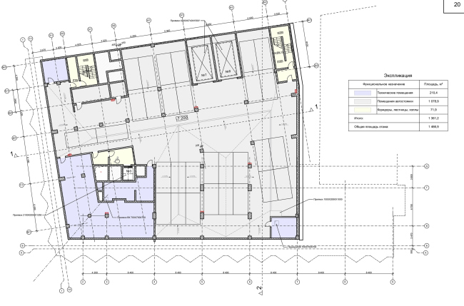 Reconstruction of the building at the Zubovskaya Square. Plan of the -2nd floor � "GRAN" architects