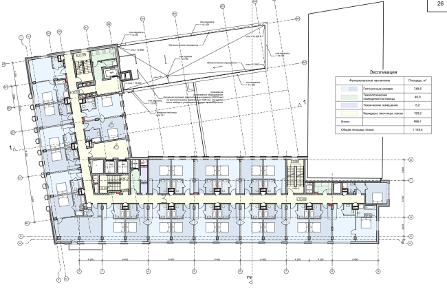 Reconstruction of the building at the Zubovskaya Square. Plan of the 2nd floor  "GRAN" architects