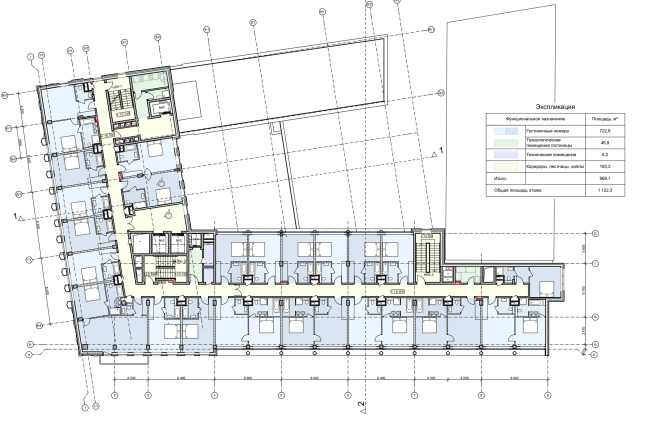 Реконструкция здания на Зубовской площади. План 5 этажа