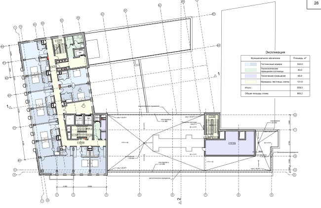 Reconstruction of the building at the Zubovskaya Square. Plan of the 6th floor  "GRAN" architects