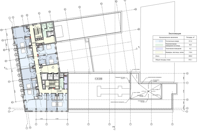 Реконструкция здания на Зубовской площади. План 7 этажа
