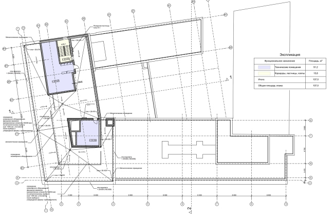 Reconstruction of the building at the Zubovskaya Square. Plan of the roof  "GRAN" architects