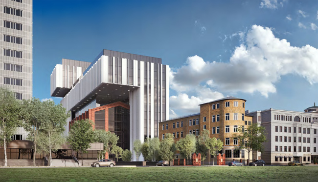 Multifunctional complex "Technology park "Fridge". Visualization. View from the Dubiniskaya Street � GRAN