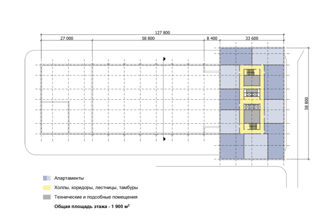 Multifunctional complex "Technology park "Fridge". Scheme of the plan of the typical (14-17) floor � GRAN