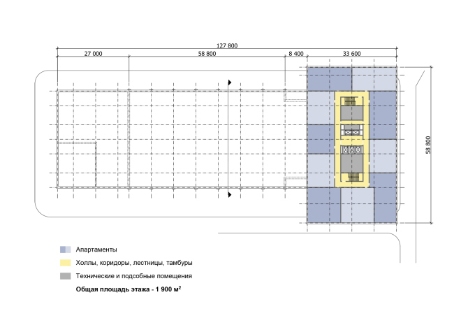 Многофункциональный комплекс «Технопарк «Холодильник». Схема плана типового этажа (14-17 эт.) 