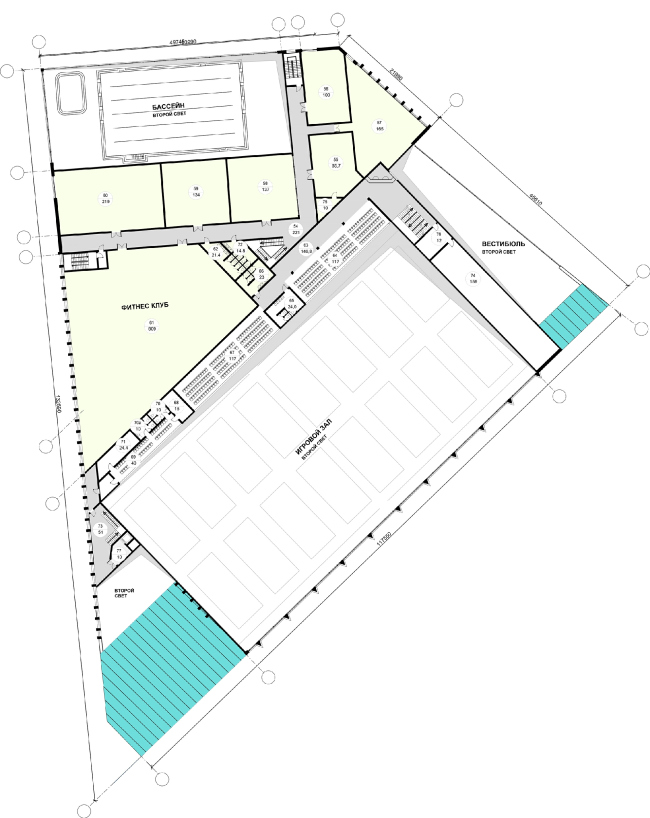 Fitness and health centre in "Laikovo" housing complex. Plan of the 2nd floor � Arhitekturium