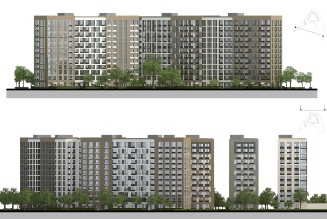 "Preobrazhenie" residential complex in the village of Mostets. Scheme of the facades  ATOM ag + A-GA