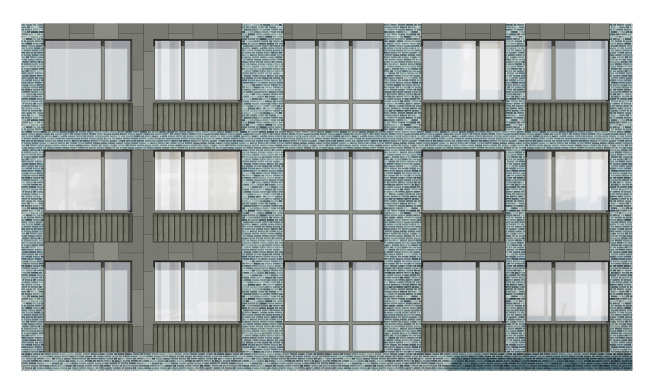 "Preobrazhenie" residential complex in the village of Mostets. Fragment of the facade  ATOM ag + A-GA