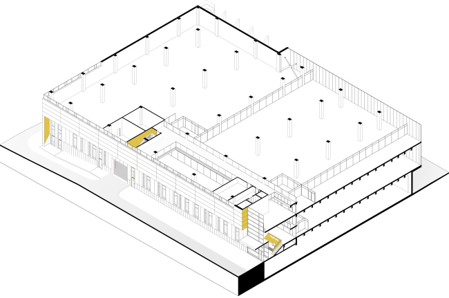 Mosfilm production studio. Cross-section view 1  Project bureau APEX