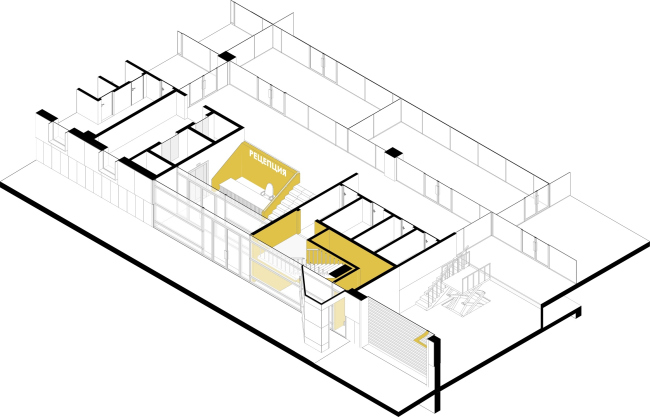 Mosfilm production studio. Cross-section view 2  Project bureau APEX