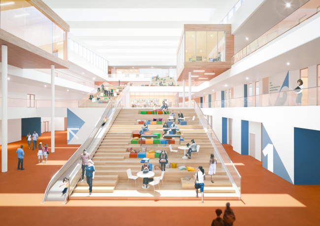 Educational cluster in Yuzhno-Sakhalinsk, the competition concept. Copyright: � UNK project
