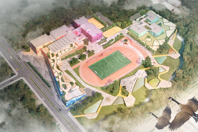 Educational cluster in Yuzhno-Sakhalinsk, the competition concept. Copyright: � UNK project

