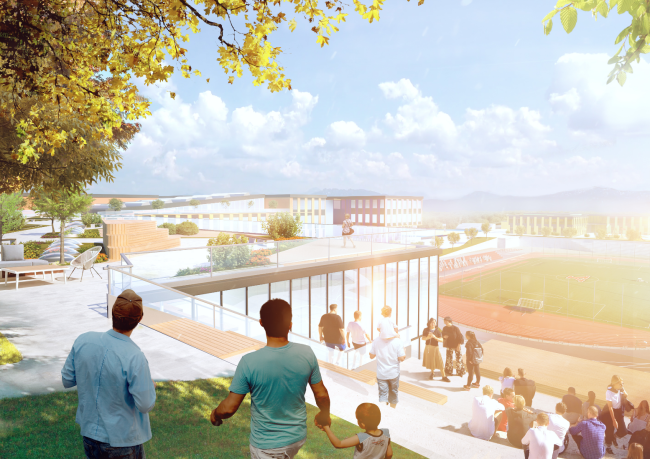 Educational cluster in Yuzhno-Sakhalinsk, the competition concept. Copyright: � UNK project
