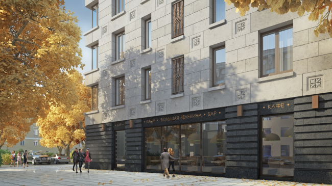 The residential complex Futurist. A fragment of the facade � Evgeny Gerasimov and Partners