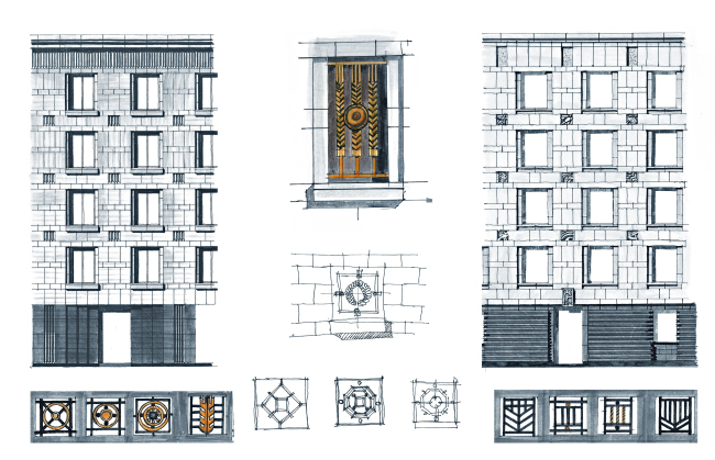 The residential complex Futurist. The hand-drawn graphics  Evgeny Gerasimov and Partners