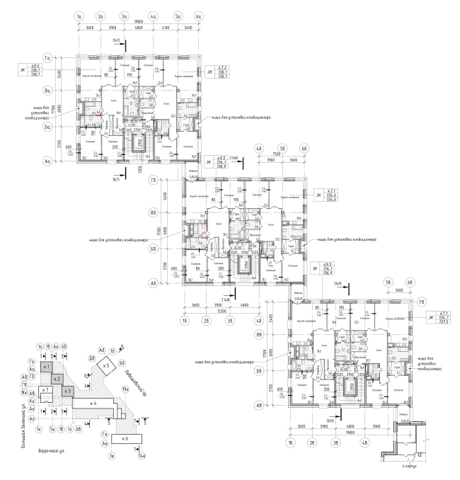 The residential complex Futurist. Building 1-3, the standard floor  Evgeny Gerasimov and Partners