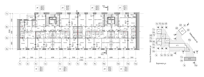 The residential complex Futurist. Building 6, the standard floor  Evgeny Gerasimov and Partners