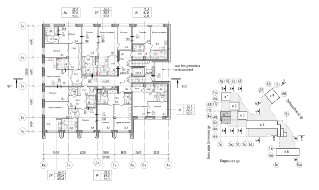 The residential complex Futurist. Building 7, the standard floor  Evgeny Gerasimov and Partners