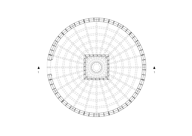 The pavilion of chacha ceremonies; author: Alexander Brodsky, coauthor: Maria Kremer. Plan on the floor level. 2018.