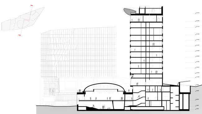 Kamchatka Hotel. Section view 2-2  TOTEMENT/PAPER