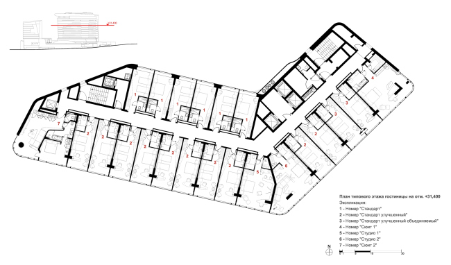 Kamchatka Hotel. The plan of the standard floor  TOTEMENT/PAPER