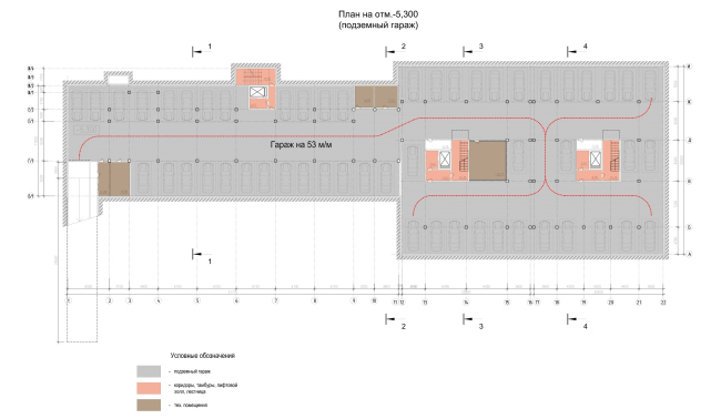 The housing project on the Prilukskaya Street. Plan at the mark -5.300  Anatoly Stolyarchuk Architectural Studio