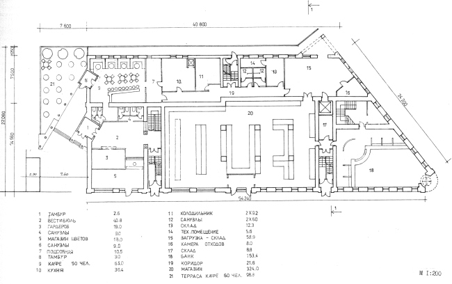 The schematic design, the plan of the 1st floor. Green House. The reconstruction project at Bolshaya Nikitskaya, 17, Bld. 1. ABV Architects, Pavel Andreev