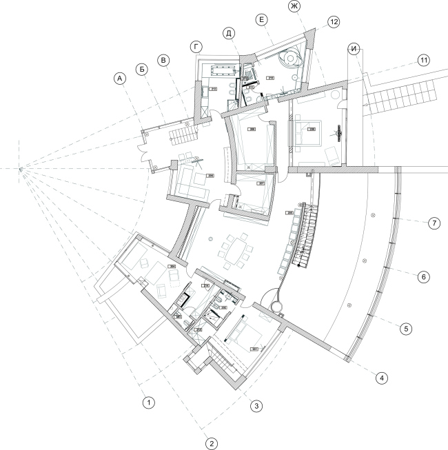 The ZEPPELIN residence. Plan of the 2nd floor  Studio of Roman Leonidov