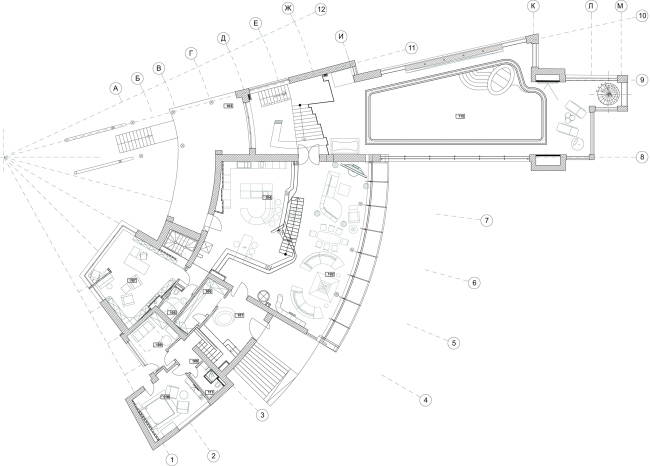 The ZEPPELIN residence. Plan of the 1st floor  Studio of Roman Leonidov