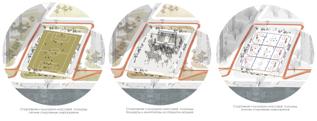 The concept of landscaping the pedestrian areas and public territories on the alluvial lands of the Neva Bay. Copyright: � Studio 44