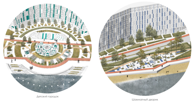 The concept of landscaping the pedestrian areas and public territories on the alluvial lands of the Neva Bay. Copyright: � Studio 44