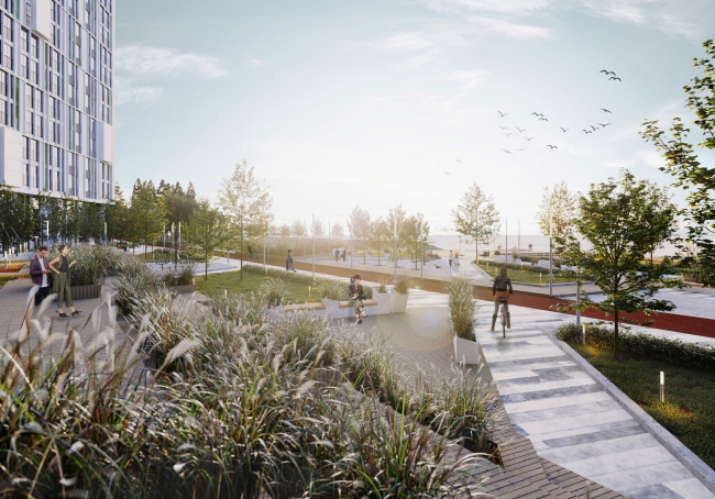 The concept of landscaping the pedestrian areas and public territories on the alluvial lands of the Neva Bay. Copyright: � Studio 44