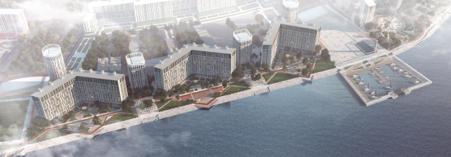 The concept of landscaping the pedestrian areas and public territories on the alluvial lands of the Neva Bay. Copyright: � Studio 44