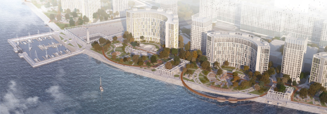 The concept of landscaping the pedestrian areas and public territories on the alluvial lands of the Neva Bay. Copyright: � Studio 44