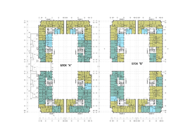 The housing complex on the territory of Petmol Factory. Plan of the 2nd floor at elevation +3,900,+7,200