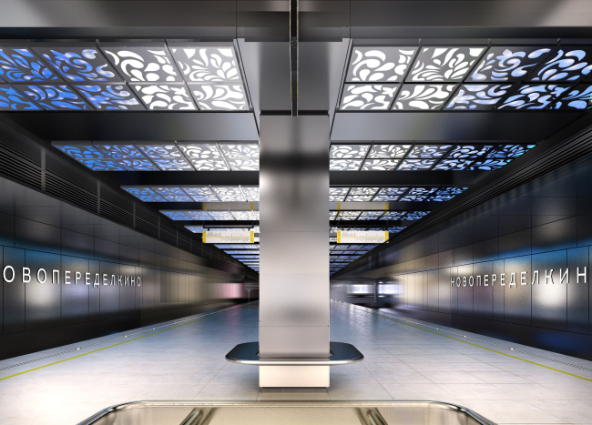 Интерьер публично доступной части станции метро «Новопеределкино» © United Riga architects (URA)