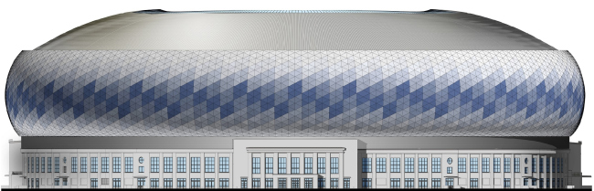 Реконструкция стадиона «Динамо». ВТБ Арена Парк. Фасад восточный